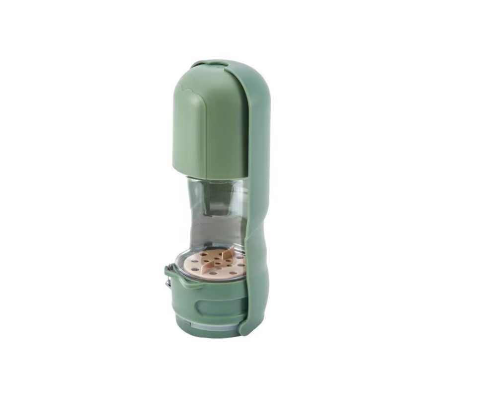 2-in-1 Portable Dog Water Bottle with Food Feeder for Walking, Travel & Outdoor Use