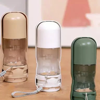 2-in-1 Portable Dog Water Bottle with Food Feeder for Walking, Travel & Outdoor Use