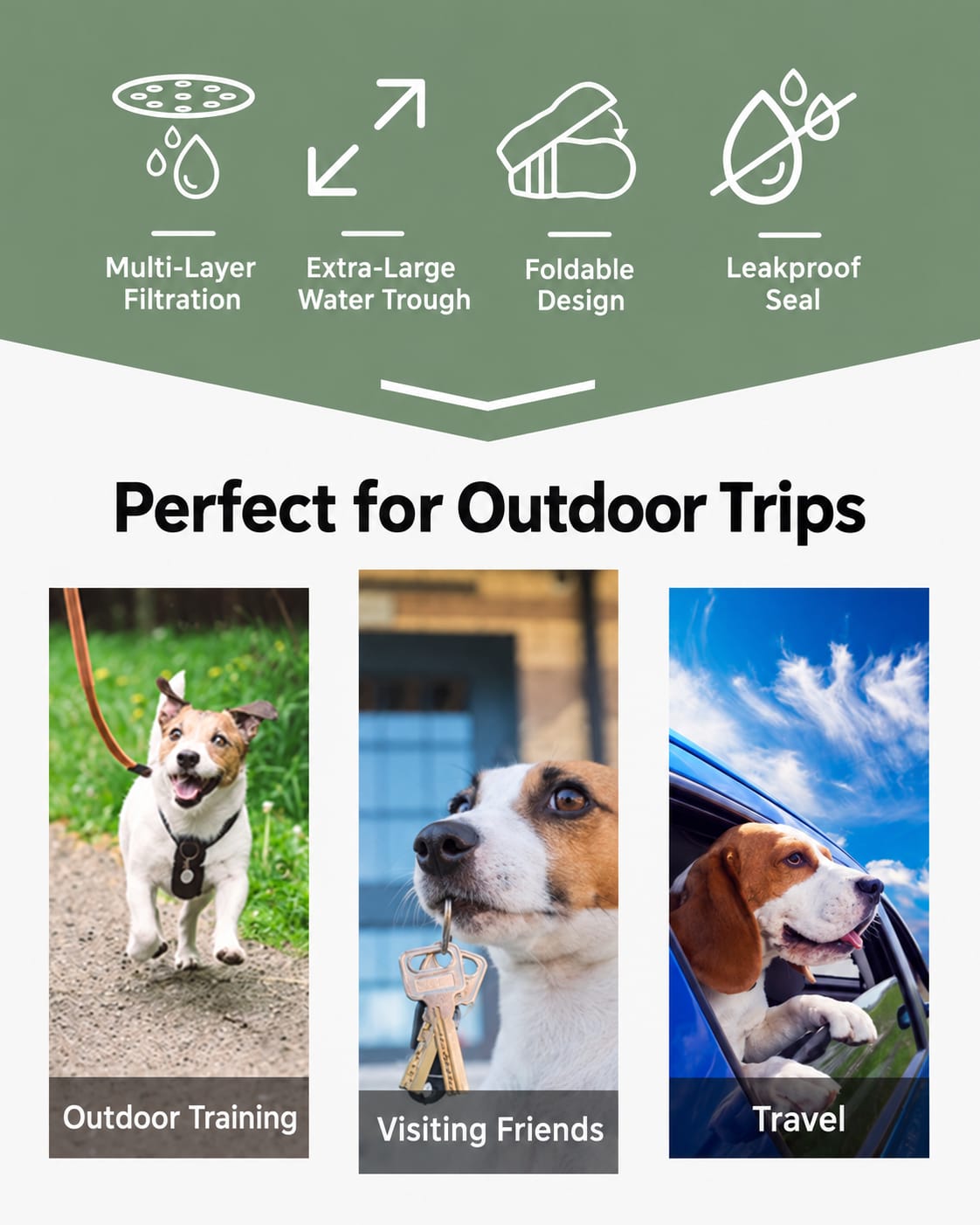 2-in-1 Portable Dog Water Bottle with Food Feeder for Walking, Travel & Outdoor Use